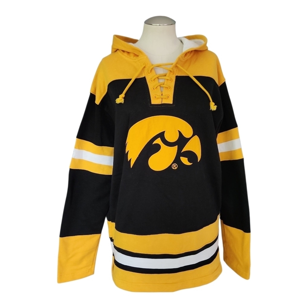 Iowa Hawkeyes Champion Lace-Up Hoodie – Size XS – 60/40 Cotton Poly Blend